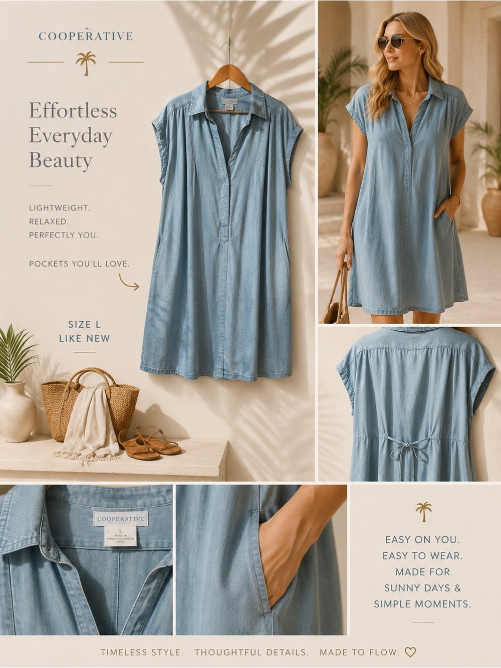 Cooperative Light Blue Chambray Shirt Dress